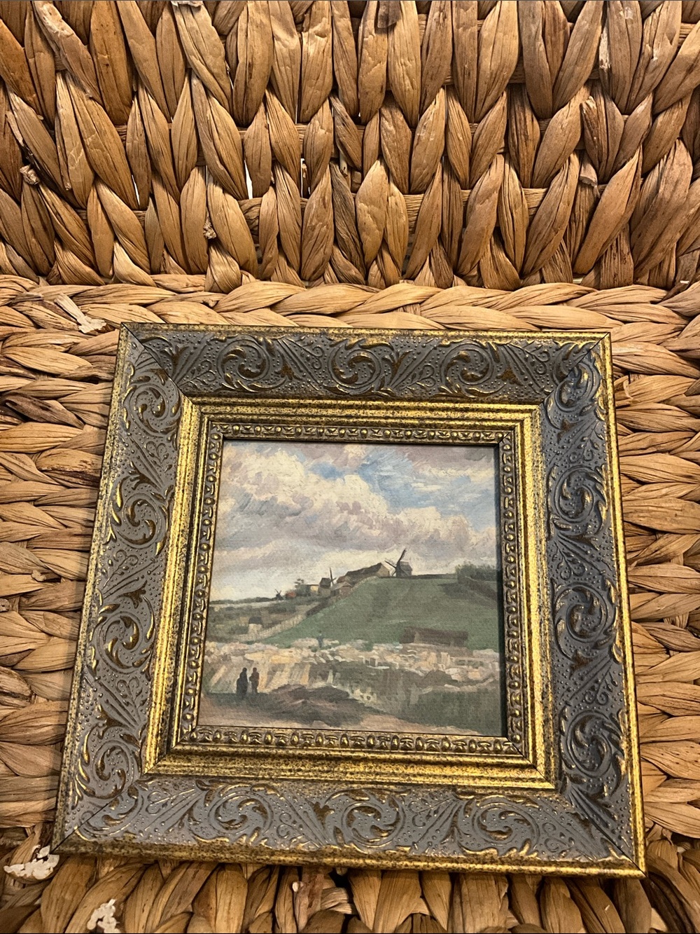 Ornate Gold and Gray Framed Landscape Wall Art